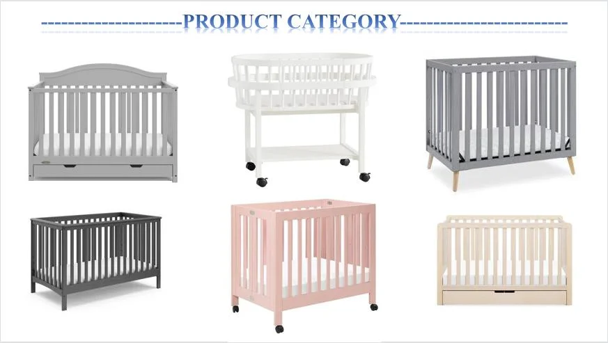 Simple Design White Nursery Daycare Solid Wooden Baby Bed Crib